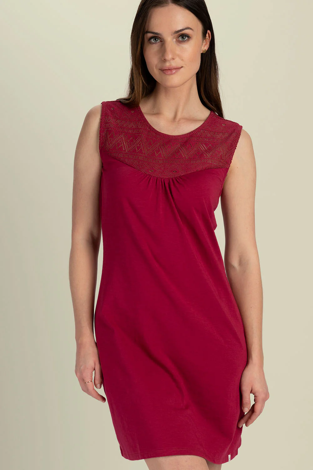 Jersey- Kleid mit Spitzendetails